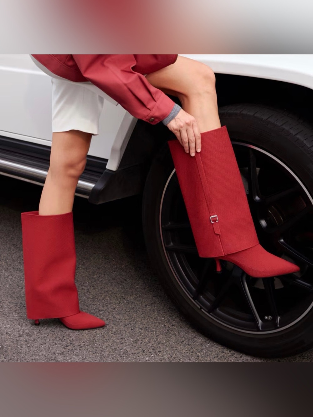 VIVAIA Ruby Red Boots & Matching Leg Warmers EU 36.5/US 6 + FREE Mini Bag